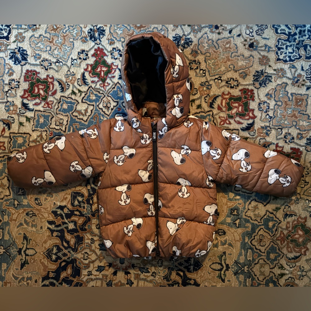 H&M 2T Snoopy Brown Puffer Jacket